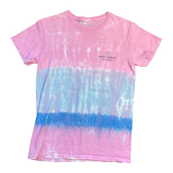 Simply Southern Eat Sleep Lake Repeat Graphic Knit Tee Women's Small Cotton - Picture 2 of 9